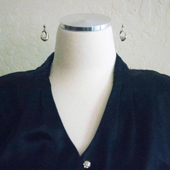 ASYMMETRICAL OVAL DROP POST EARRINGS  - JETSGP1 - Picture 2 of 4